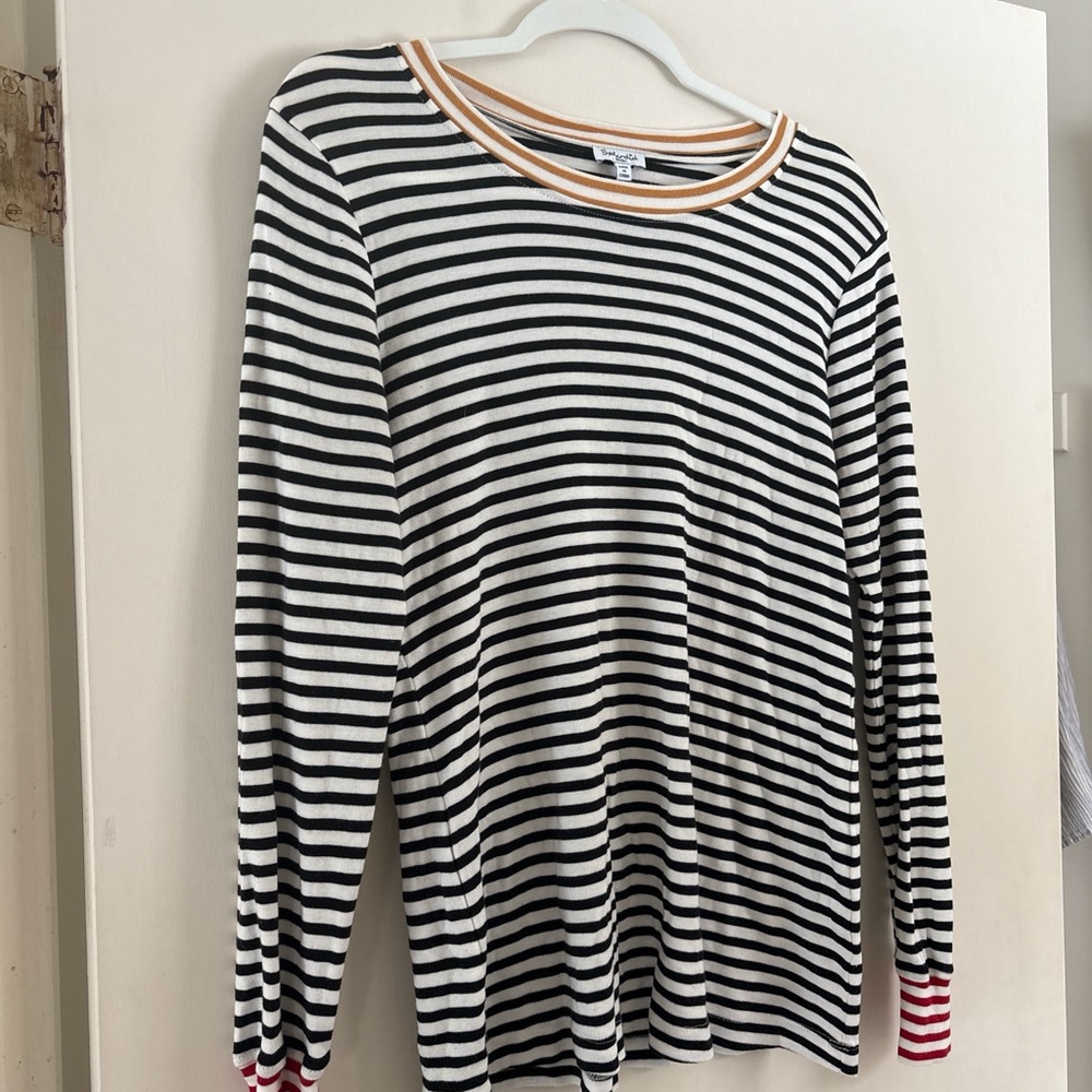 Splendid Black and White Striped Long Sleeve Tee